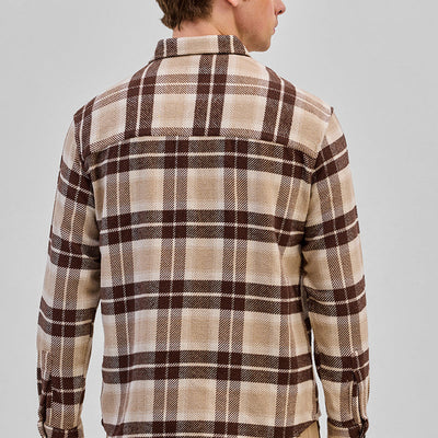 Dark Blue Flannel Checks Overshirt