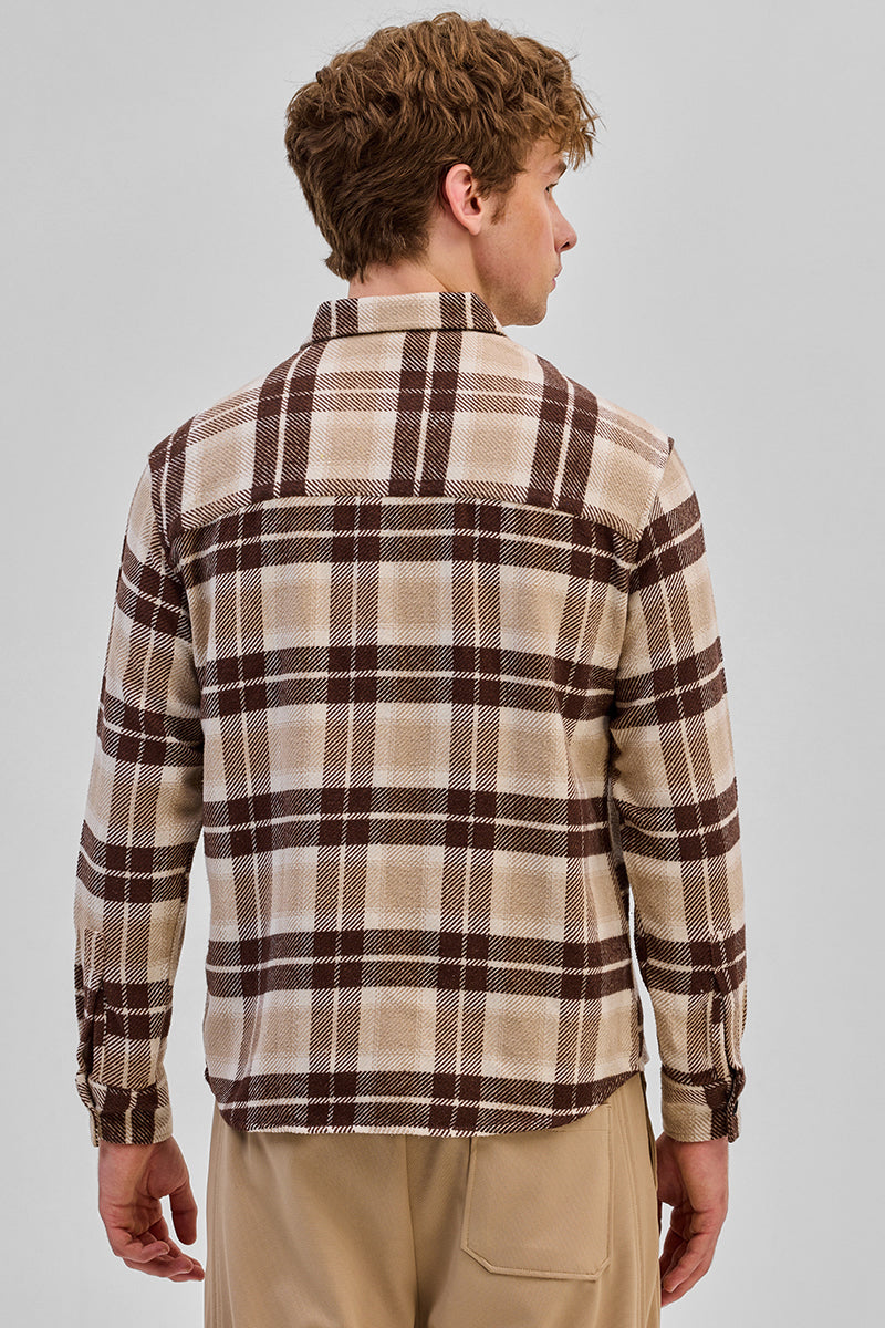 Dark Blue Flannel Checks Overshirt