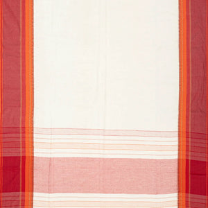 White Bengal Cotton Saree With Crimson Border