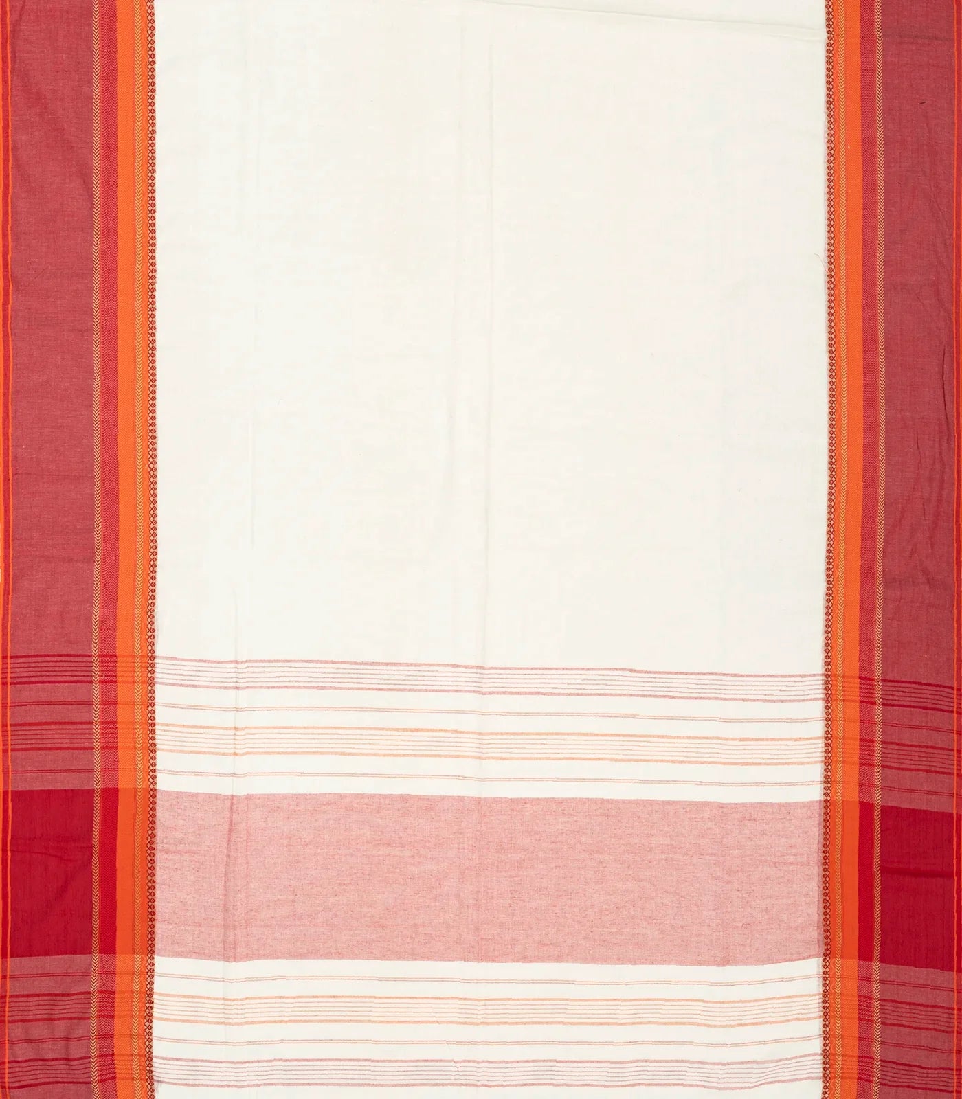 White Bengal Cotton Saree With Crimson Border