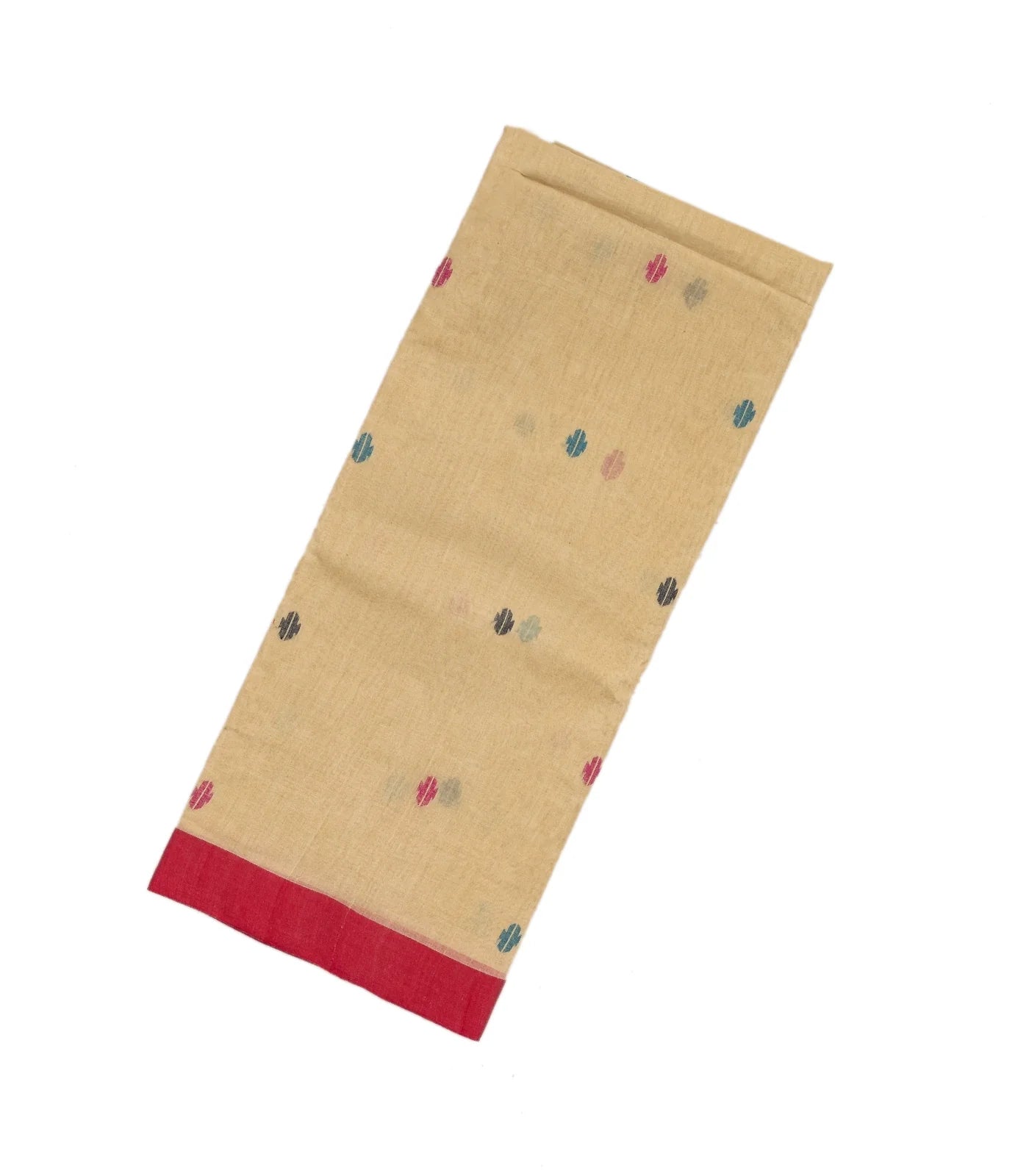 Taupe Bengal Cotton Saree With Diamond Motifs
