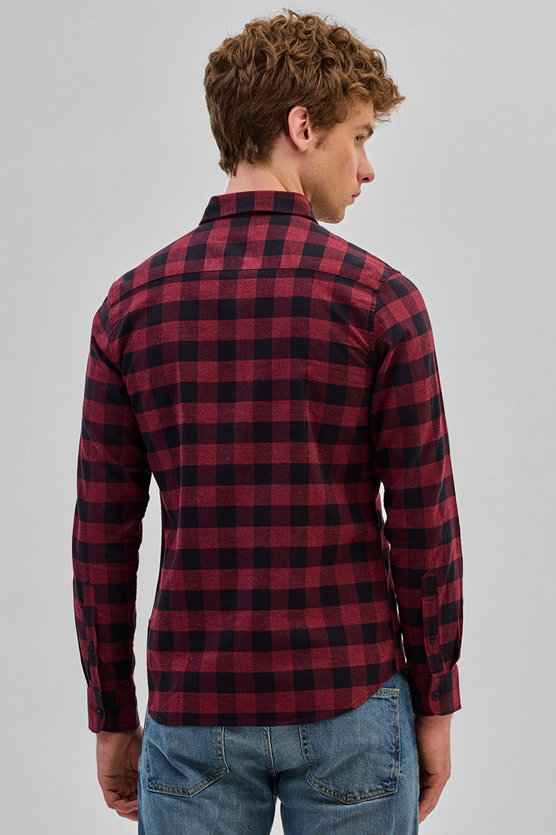Red Checks Slim Fit Shirt