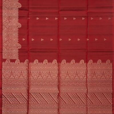 Maroon Handloom Soft Silk Saree With Floral Buttas