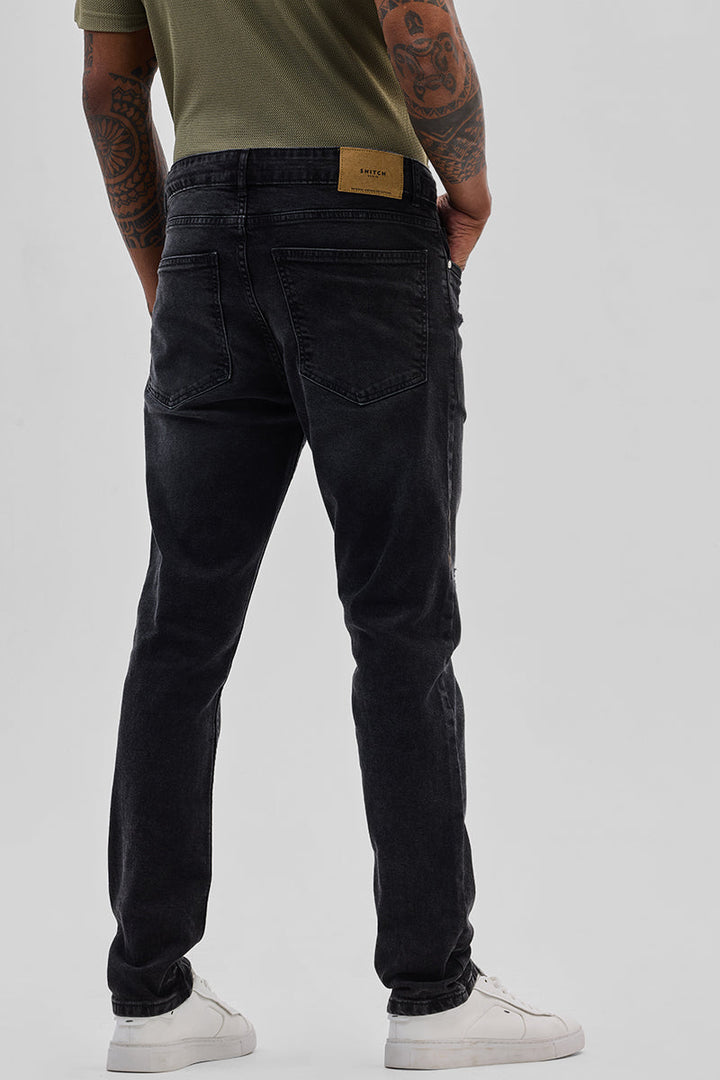 Black Distressed Slim Fit Jeans