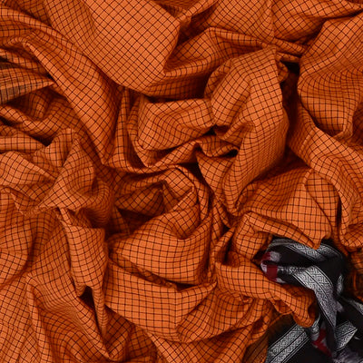 Orange Handloom Orissa Cotton Saree With Tie & Dye Pallu