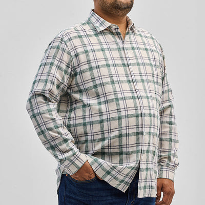 Green Checks Linen Blend Shirt