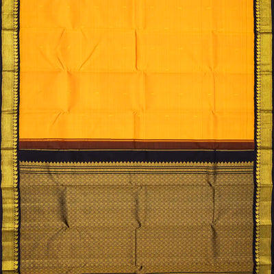 Yellow Handloom Kanchipuram Korvai Silk Saree With Floral Buttas