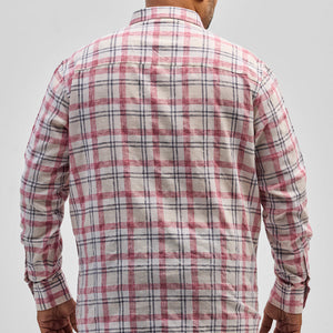 Red Checks Linen Blend Shirt