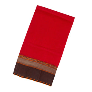 Red Bengal Cotton Saree With Black Border
