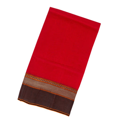 Red Bengal Cotton Saree With Black Border