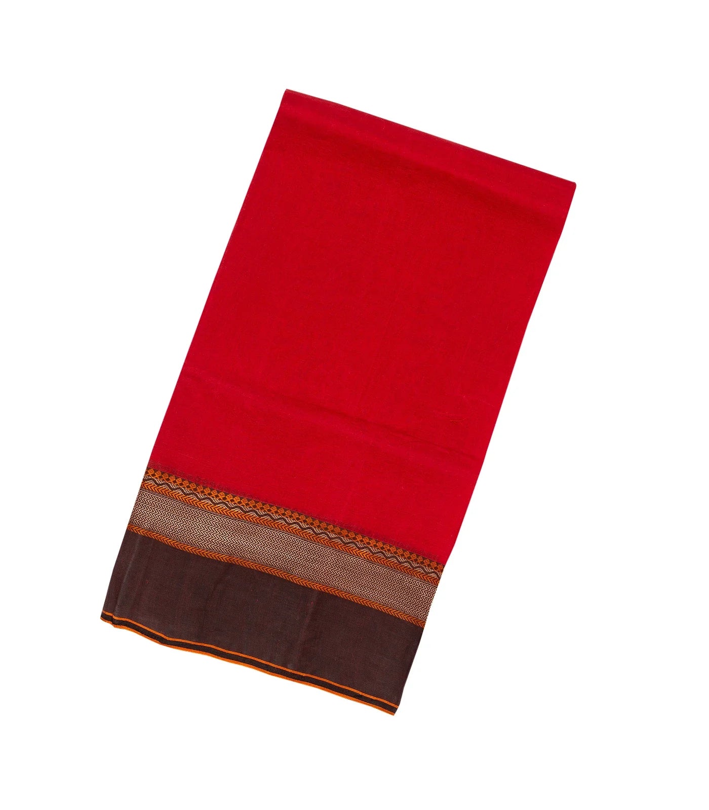 Red Bengal Cotton Saree With Black Border