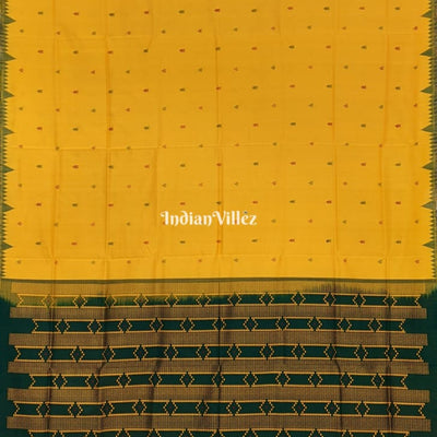 Yellow Sambalpuri Ikat Tussar Silk Saree