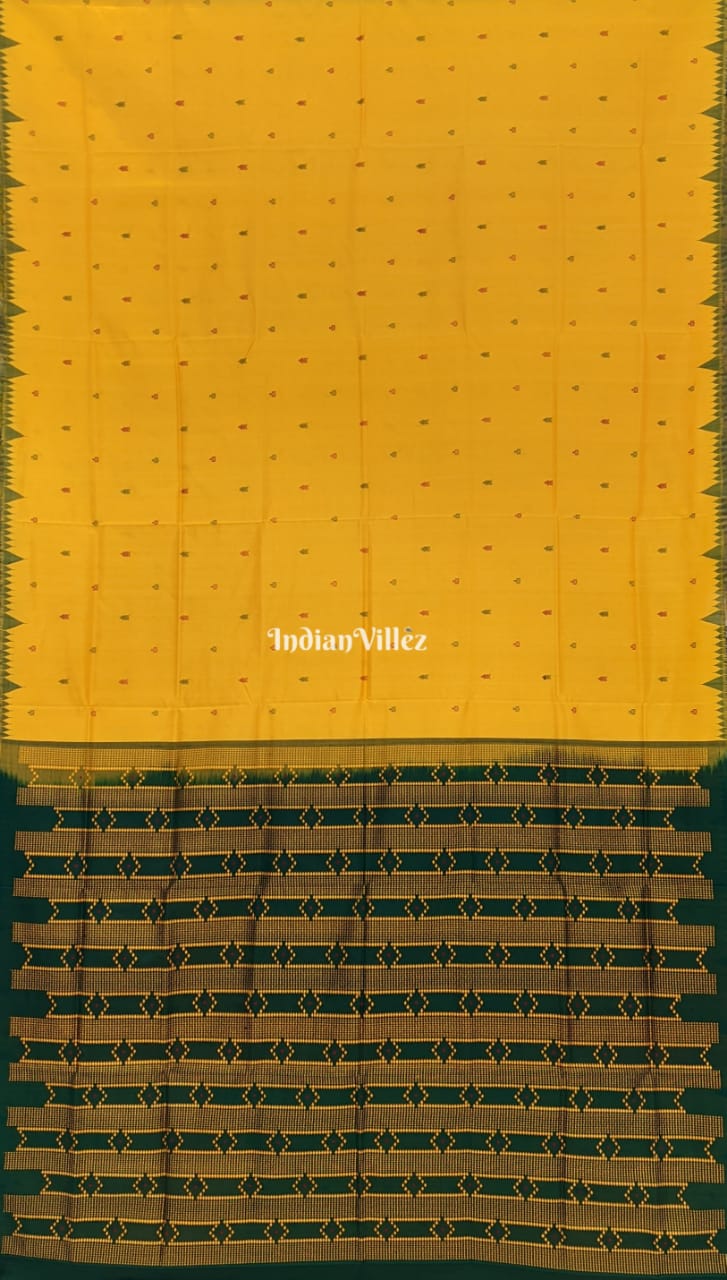 Yellow Sambalpuri Ikat Tussar Silk Saree