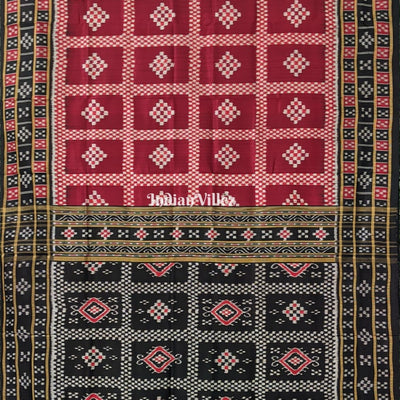 Maroon Pasapali Odisha Ikat Khandua Silk Saree
