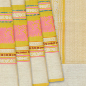 Lime Yellow Handloom Chirala Soft Silk Saree With Annam Motifs-Yellow