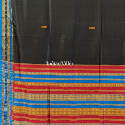 Black Fish Motif Odisha Ikat Khandua Silk Saree