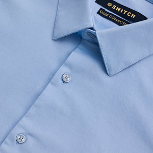 Light Blue Stretchable Slim Fit Shirt