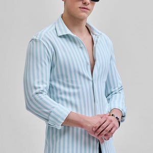 Light Blue Stripes Slim Fit Shirt