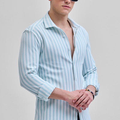 Light Blue Stripes Slim Fit Shirt