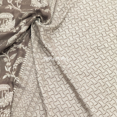 Grey Silver Banarasi Khaddi Georgette Saree