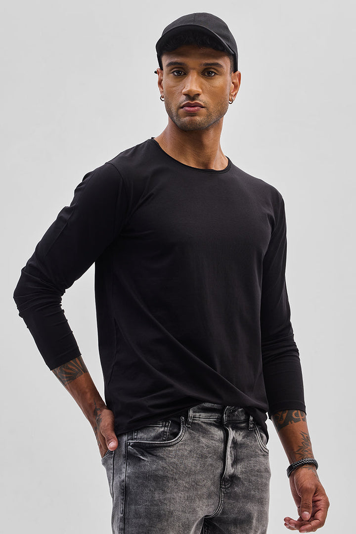 Black Stretch Full Sleeve T-Shirt