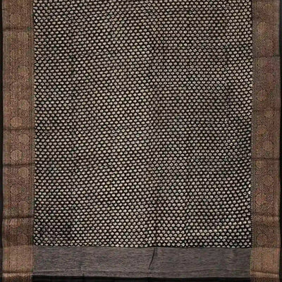 Black Woven Chanderi Cotton Saree With Printed Spear Motifs