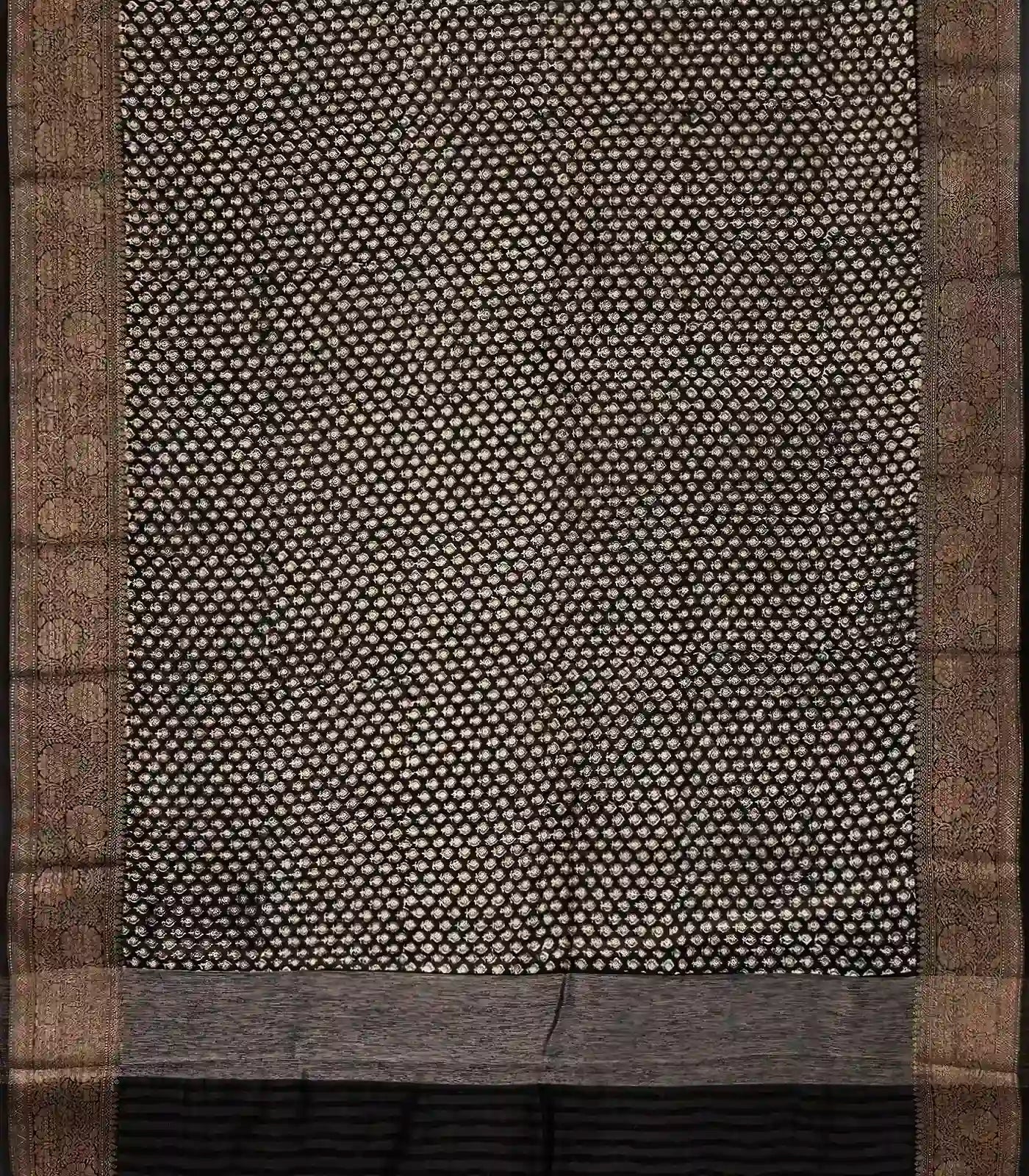 Black Woven Chanderi Cotton Saree With Printed Spear Motifs