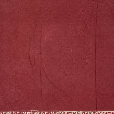 Maroon Woven Jaipur Cotton Saree Printed And Floral  Motifs