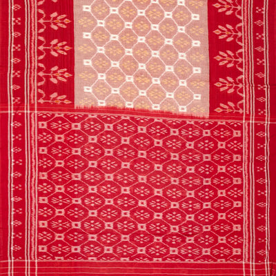 Dusty Pink Handloom Orissa Cotton Saree With Tie & Dye Jaal Motifs