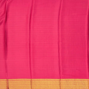 Black Mysore Crepe Silk Saree With Zari Checks & Contrast Border