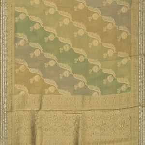 Cardamom Green Woven Banarasi Tissue Rangkat Saree With Embroidery