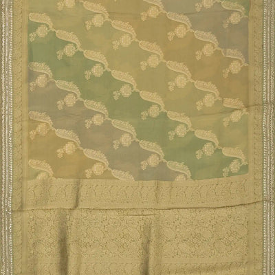 Cardamom Green Woven Banarasi Tissue Rangkat Saree With Embroidery