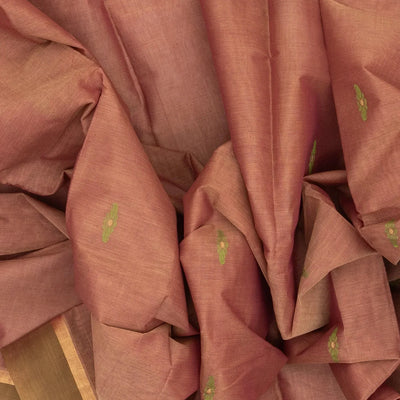 Dusty Pink Handloom Village Cotton Saree With Floral Meenakari Buttas
