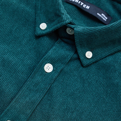 Dark Green Slim Fit Corduroy Shirt