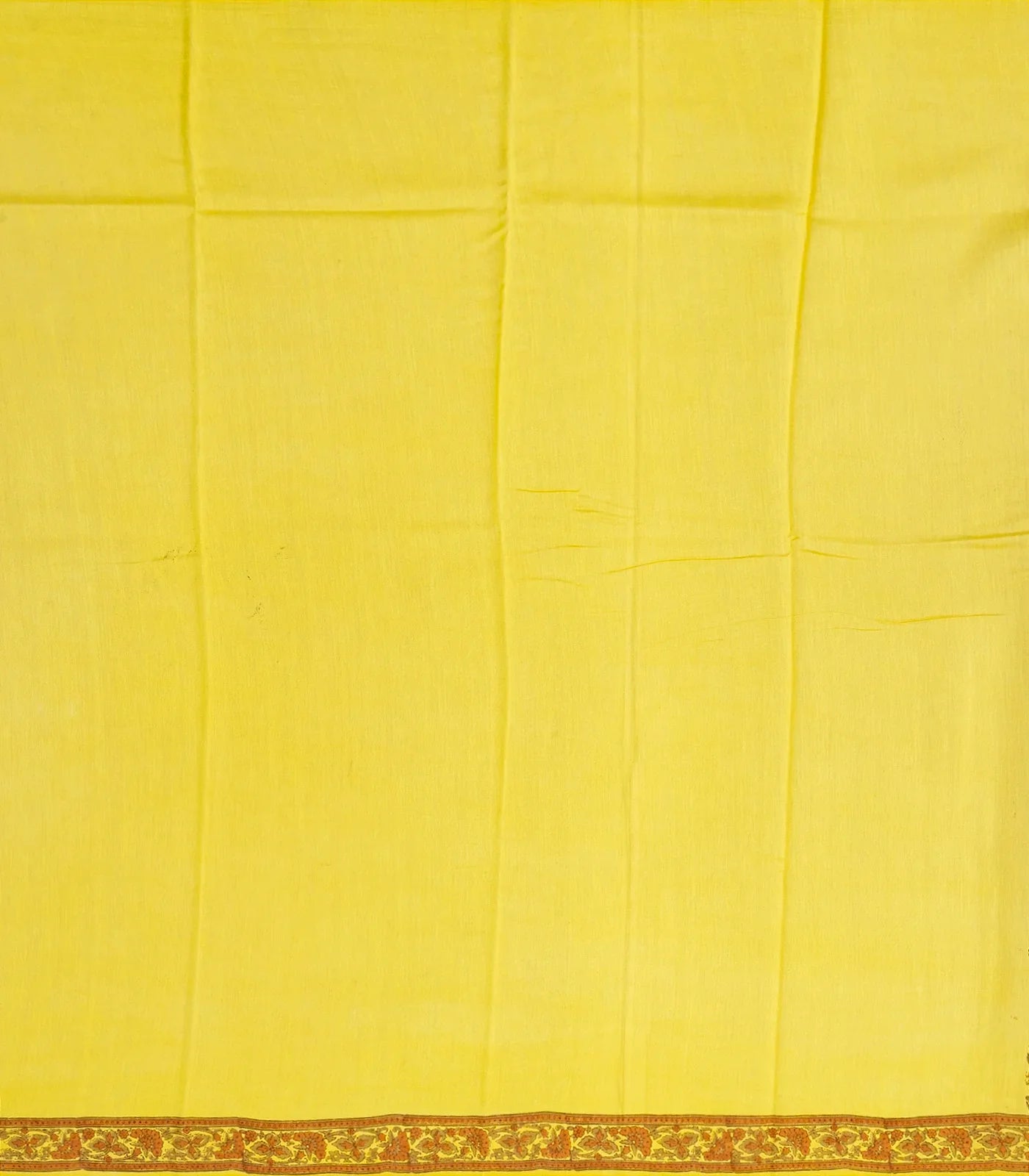 Mustard Handloom Chanderi Cotton Saree Printed With Floral Motifs