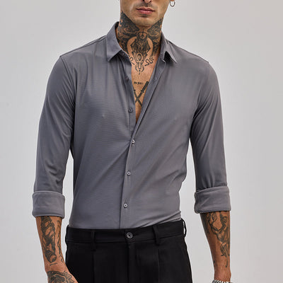 Grey Stretchable Slim Fit Shirt