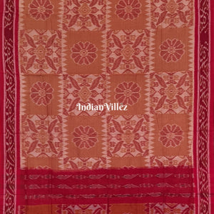 Bronze Red Computer Design Maniabandha Cotton Saree