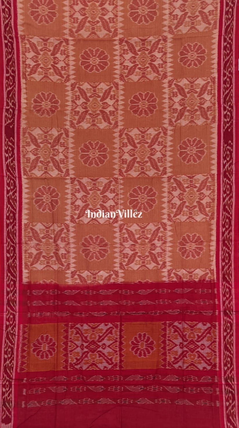 Bronze Red Computer Design Maniabandha Cotton Saree