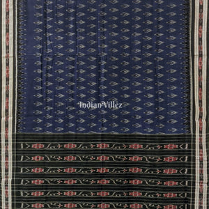 Blue Odisha Handloom Mayur Chandrika Maniabandha Cotton Saree