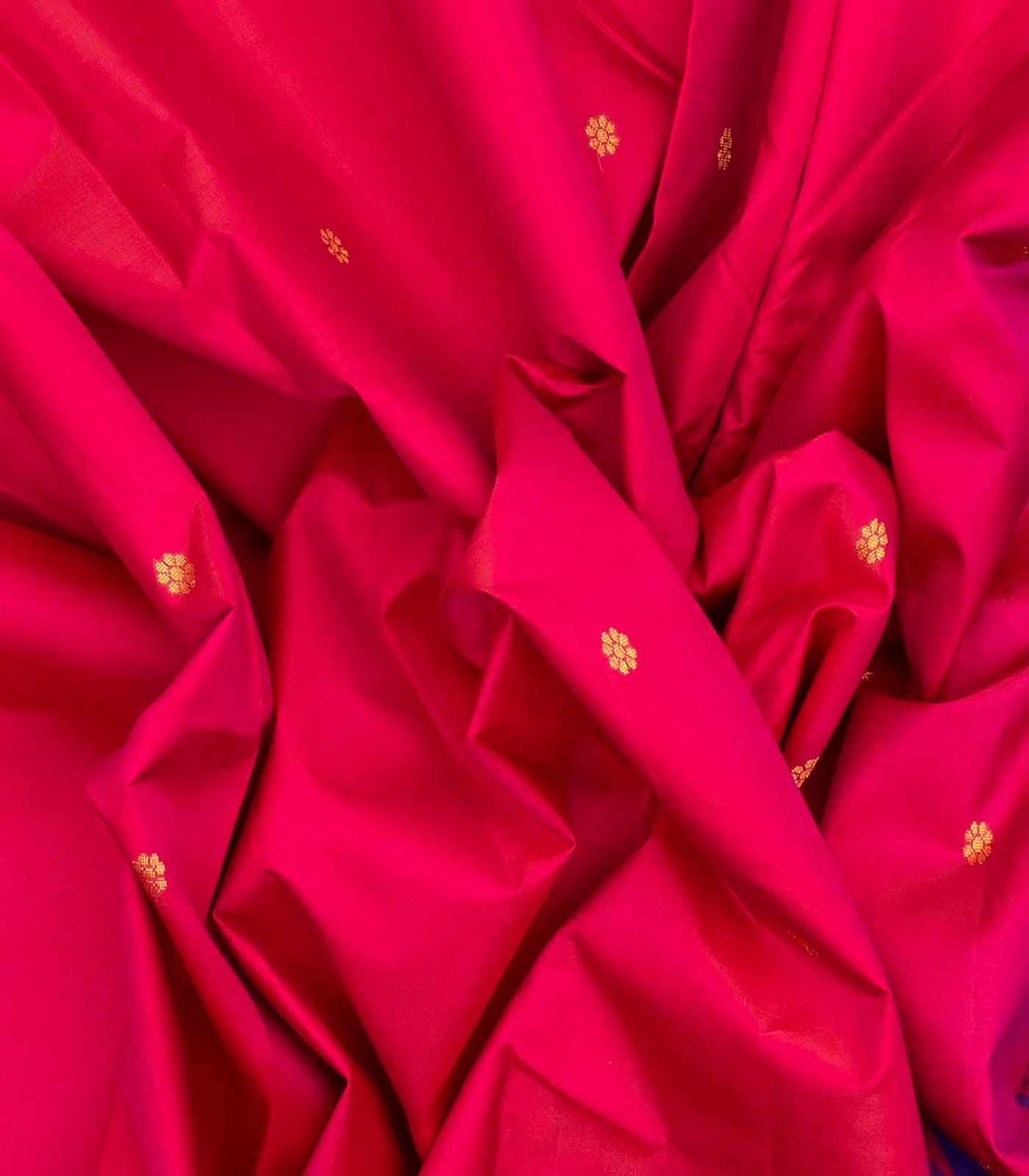 Hot Pink Handloom Korvai Kanchipuram Silk Saree With Kamalam Buttas