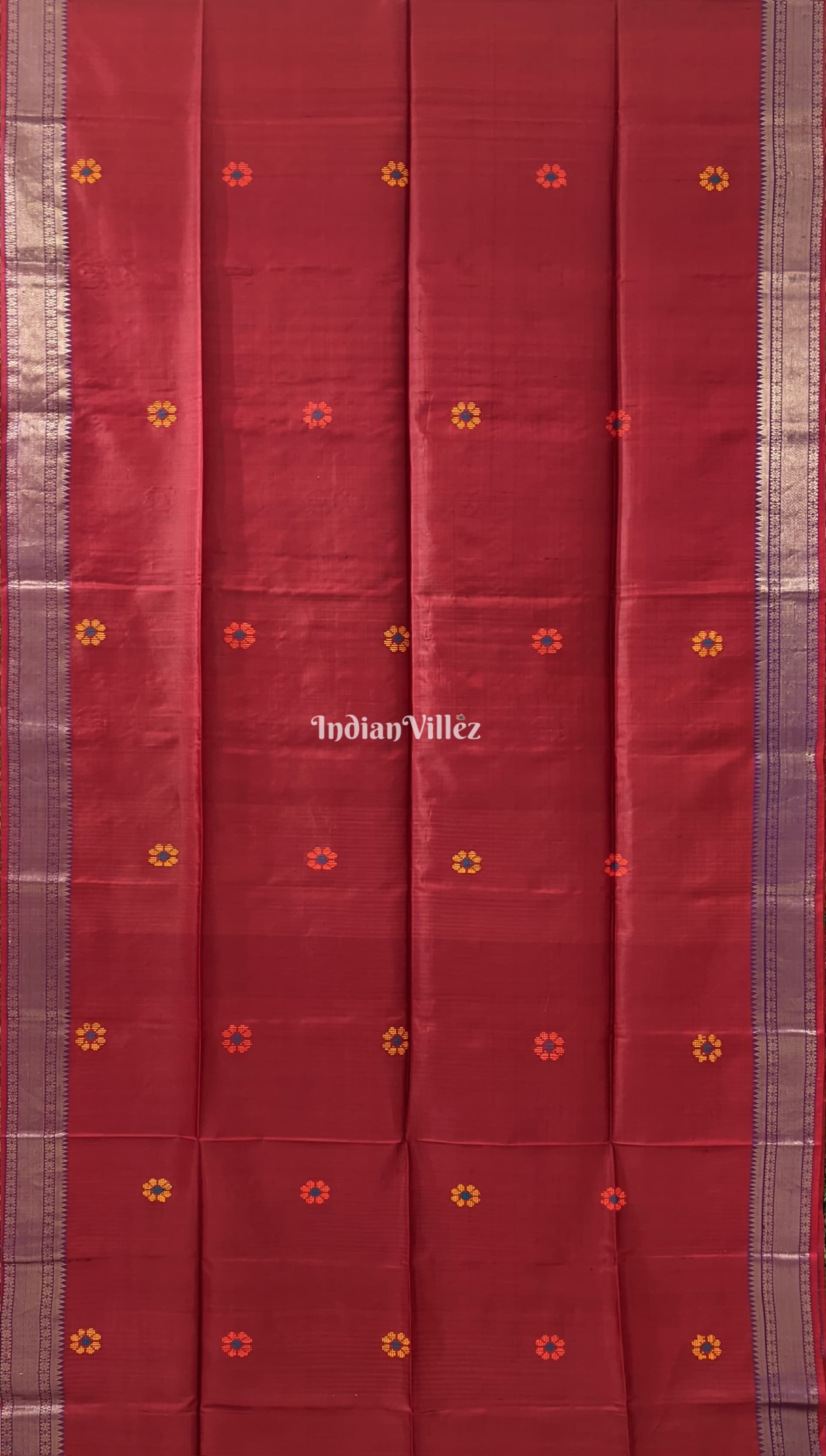 Maroon Green Dual Tone Handwoven Soft Silk Saree
