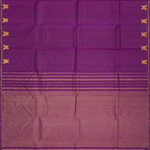 Purple Handloom Kanchipuram Silk Saree With Bird Motifs