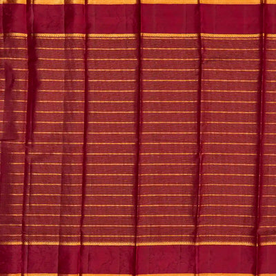 Cream Handloom Kanchipuram Silk Saree Korvai With Stripes