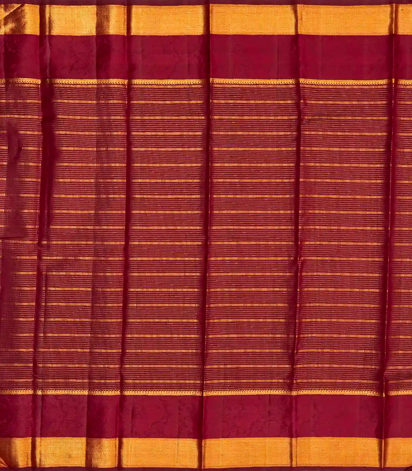 Cream Handloom Kanchipuram Silk Saree Korvai With Stripes