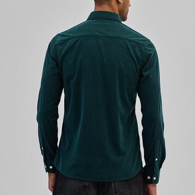 Dark Green Slim Fit Corduroy Shirt