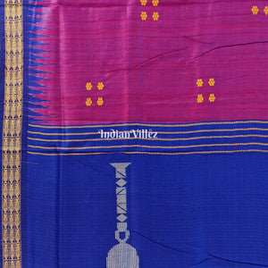 Blue Mehendi & Tyrian Purple Gopalpur Tussar Silk Saree (Maha Laxmi)