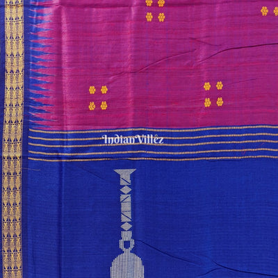 Blue Mehendi & Tyrian Purple Gopalpur Tussar Silk Saree (Maha Laxmi)
