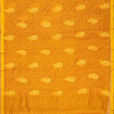 Mustard  Handwoven Banarasi Georgette Silk Saree Printed With Floral Motifs