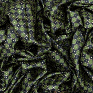 Green Handloom Tussar Silk Saree Printed With Checks
