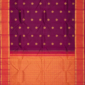 Magenta Handloom Kanchipuram Silk Saree With Floral Buttas